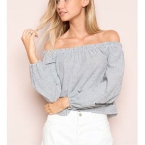 Brandy Melville Striped Off the Shoulder Top